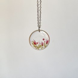 Naszyjnik srebrne koło z różowymi kwiatami
