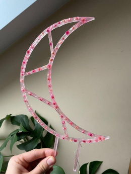 Podpórka do roślin księżyc z różową Gliksją podświetlana